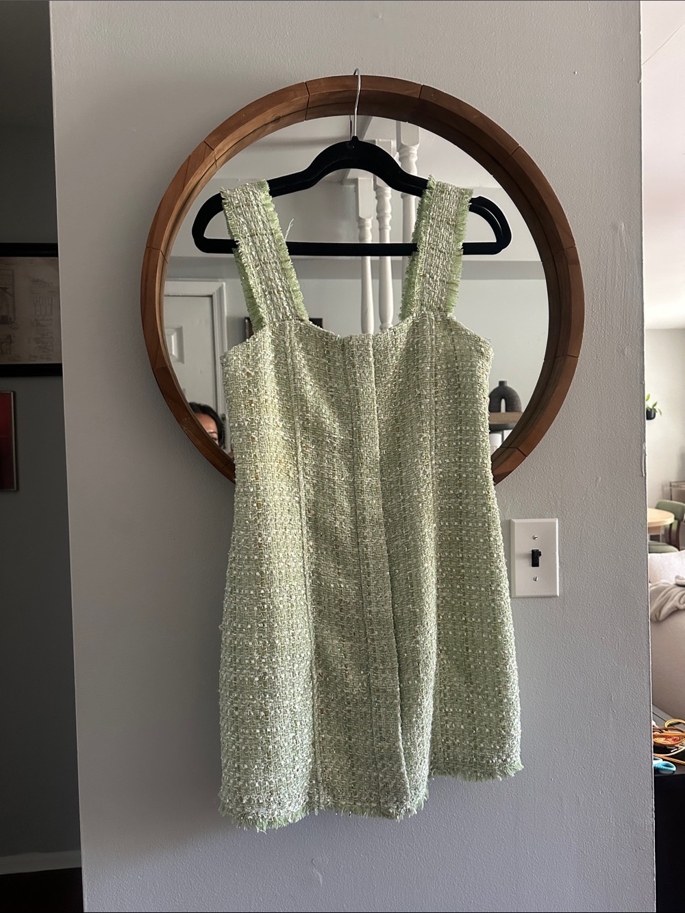 House of Harlow 1960 Light Green Bouclé Mini Dress